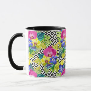 Orchid Begonia And Palm Leaves Mug