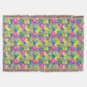 Orchid Begonia And Palm Leaves Throw Blanket