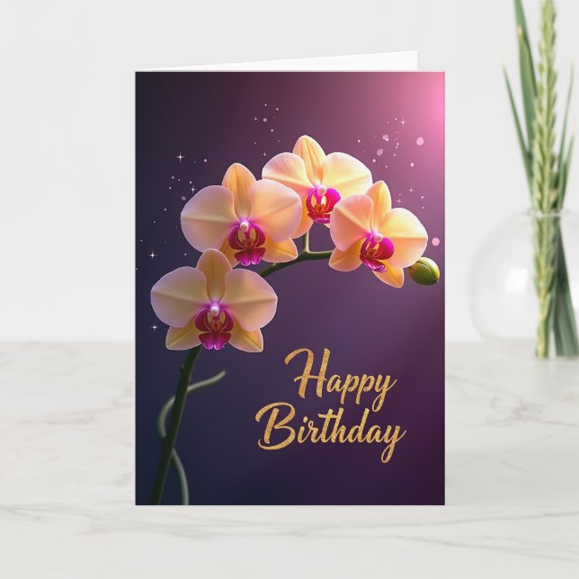 Orchid Birthday Card (Front)