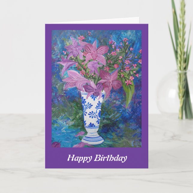 Orchid Birthday card (Front)