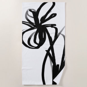 Orchid Blanc: Abstract White & Black Beach Towel