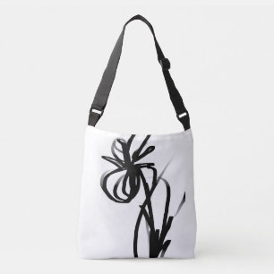 Orchid Blanc: Abstract White & Black Crossbody Bag
