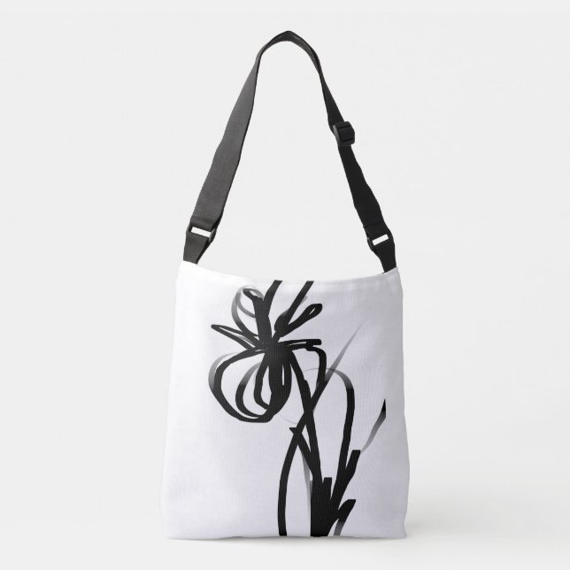 Orchid Blanc: Abstract White & Black Crossbody Bag (Front)