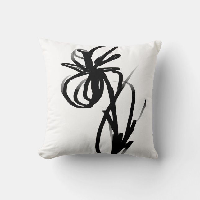 Orchid Blanc: Abstract White & Black Cushion (Front)