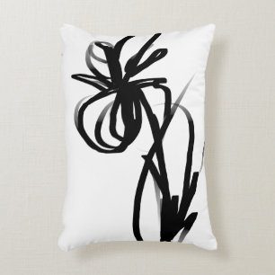 Orchid Blanc: Abstract White & Black Decorative Cushion