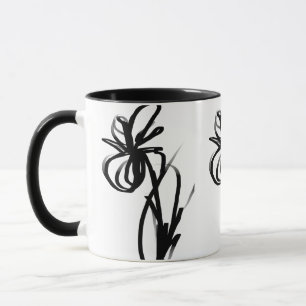 Orchid Blanc: Abstract White & Black Mug