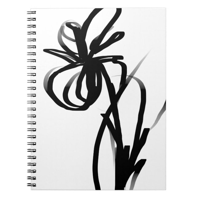 Orchid Blanc: Abstract White & Black Notebook (Front)