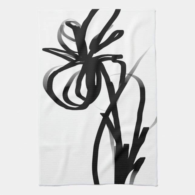 Orchid Blanc: Abstract White & Black Tea Towel (Vertical)