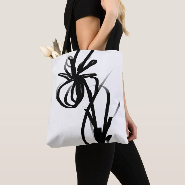 Orchid Blanc: Abstract White & Black Tote Bag (Close Up)