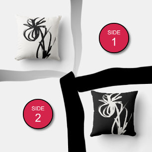 Orchid Blanc & Noir: Abstract White & Black Cushion
