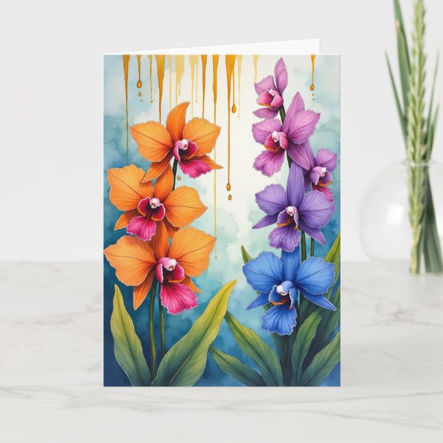Orchid Bloom Birthday Card (Front)