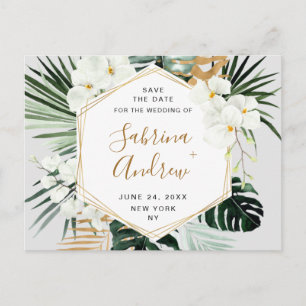 Orchid Bohemian Greenery Wedding Save The Date Postcard
