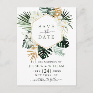 Orchid Bohemian Greenery Wedding  Save The Date  Postcard