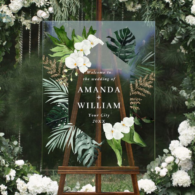 Orchid Bohemian Greenery WEDDING Welcome Acrylic Sign (Creator Uploaded)