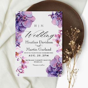 Orchid Boho Elegant Garden Flower Wedding  Invitation