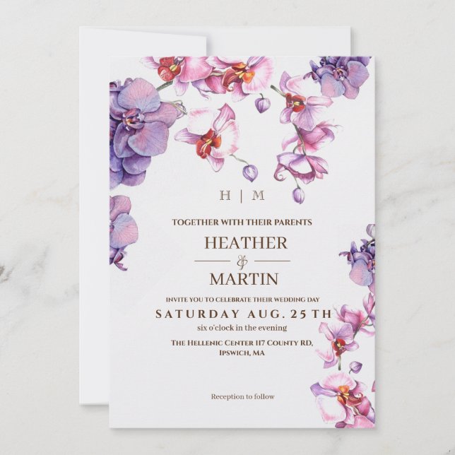 Orchid Botanical Garden Wedding Invitation (Front)