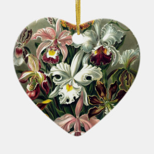 Orchid Botanical Print Ceramic Tree Decoration