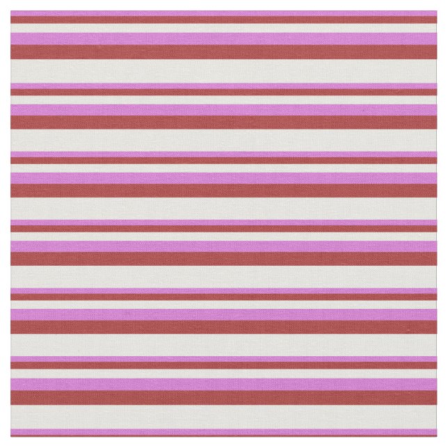 Orchid, Brown, and White Lines/Stripes Pattern Fabric (Close Up)