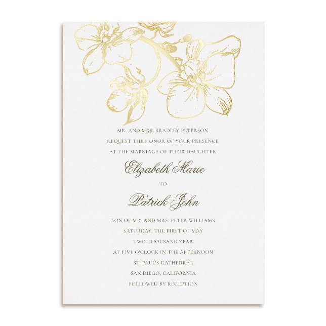 Orchid Charm Formal Classic Heirloom White Wedding (orchid wedding invitation formal modern classic traditional black tie heirloom 3 white)