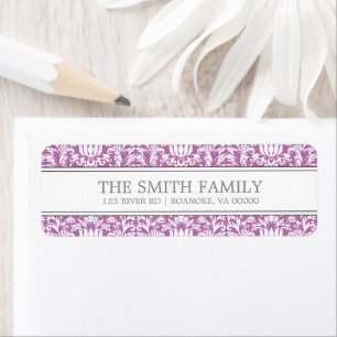 Orchid Damask Pattern Return Address Label