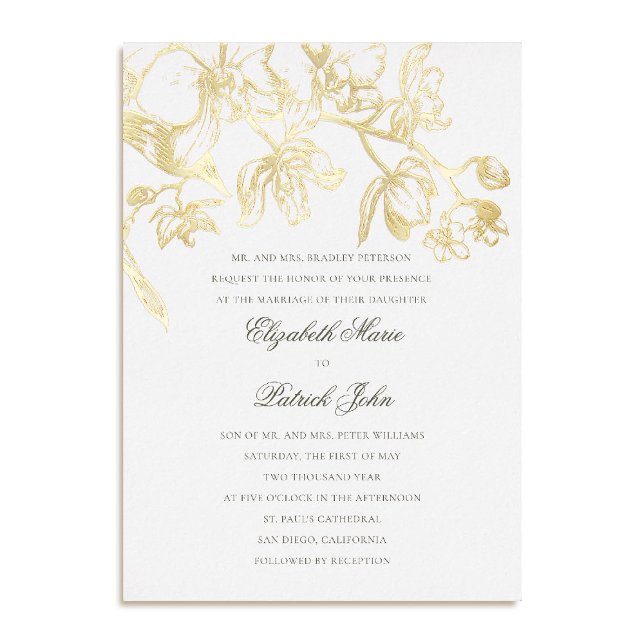 Orchid Dance Formal Classic Heirloom Pure Wedding (orchid wedding invitation formal modern classic traditional black tie parents host foil white)