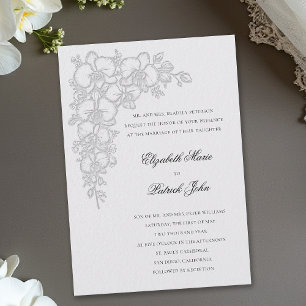 Orchid Dance Formal Traditional Ivory Wedding Invitation