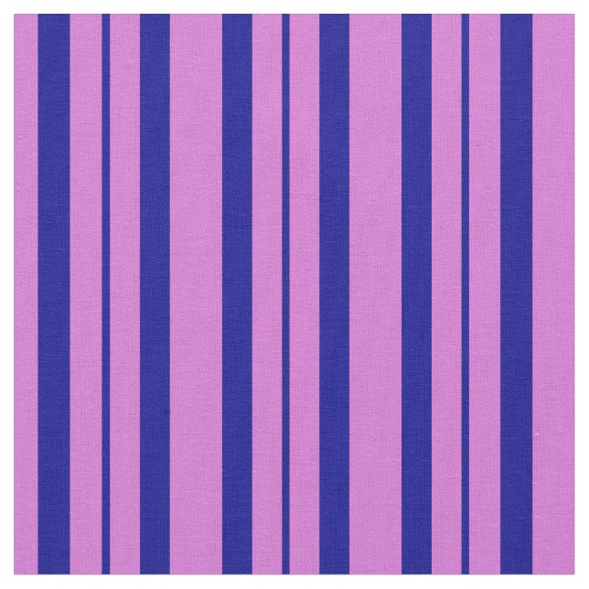 Orchid & Dark Blue Coloured Stripes Pattern Fabric (Close Up)