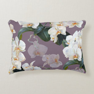 Orchid dark lavender watercolor. decorative cushion