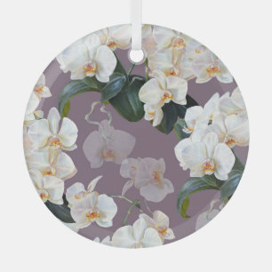 Orchid dark lavender watercolor. glass tree decoration