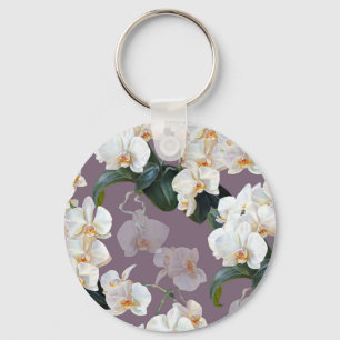 Orchid dark lavender watercolor. key ring