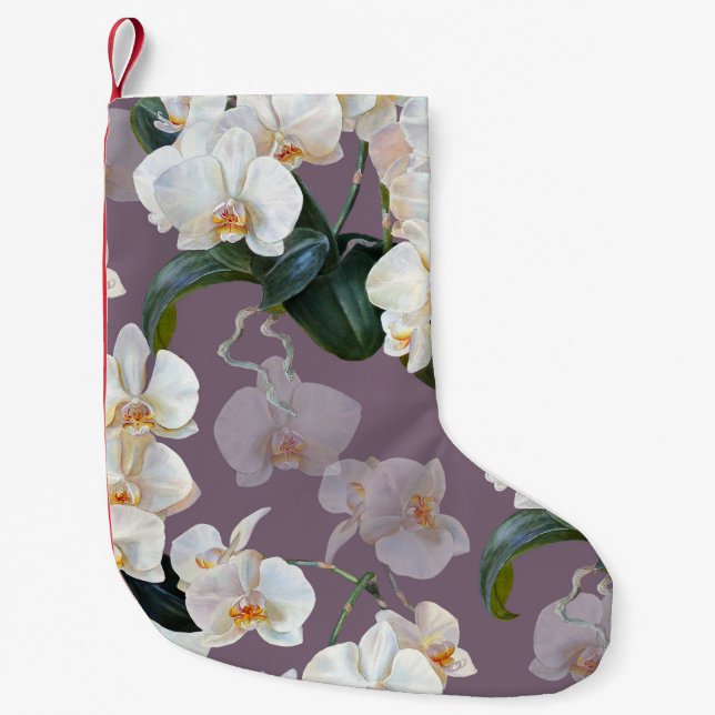 Orchid dark lavender watercolor. small christmas stocking (Front)