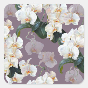 Orchid dark lavender watercolor. square sticker