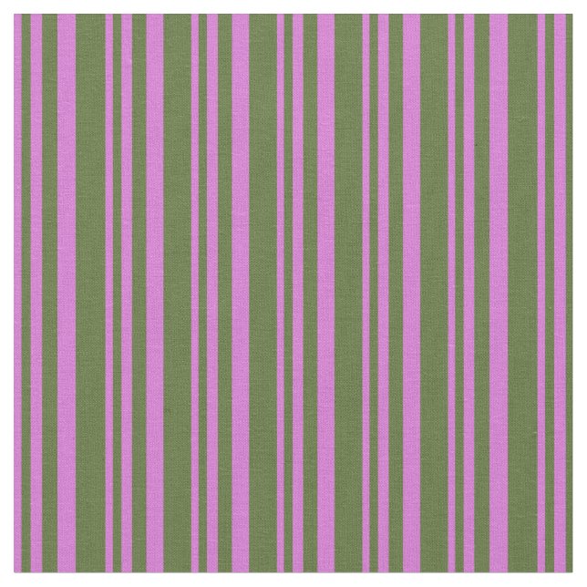 Orchid & Dark Olive Green Coloured Stripes Pattern Fabric (Close Up)