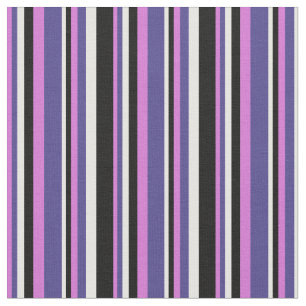 Orchid, Dark Slate Blue, Mint Cream & Black Lines Fabric