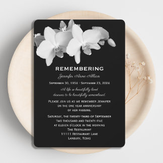 Orchid Death Anniversary Invitation