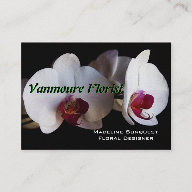 Orchid Dual Luxury Pearl Florist Business Card (Front)