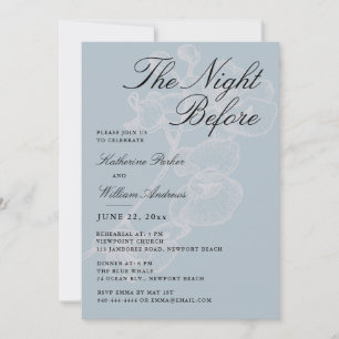 Orchid Dusty Blue Night Before Rehearsal Dinner Invitation