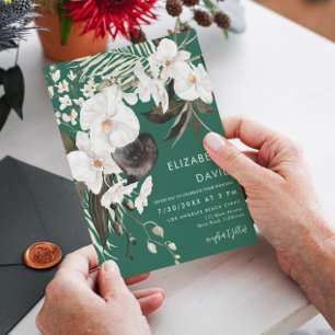 Orchid Elegant Emerald Floral Wedding Invitation