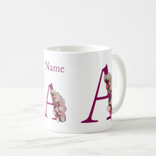 Orchid Elegant Monogram Initial A Personalised Coffee Mug