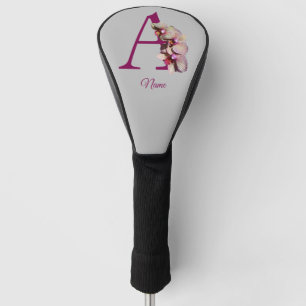 Orchid Elegant Monogram Initial A Personalised Golf Head Cover