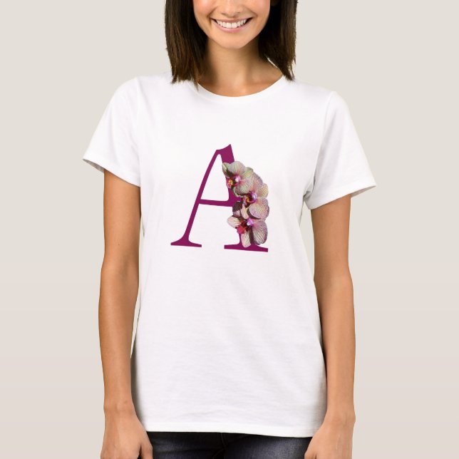 Orchid Elegant Monogram Initial A   T-Shirt (Front)