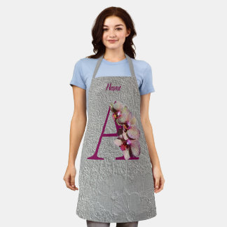 Orchid Elegant Monogram Initial A Your Name Apron
