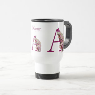 Orchid Elegant Monogram Initial A Your Name  Travel Mug