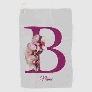 Orchid Elegant Monogram Initial B Personalised Golf Towel