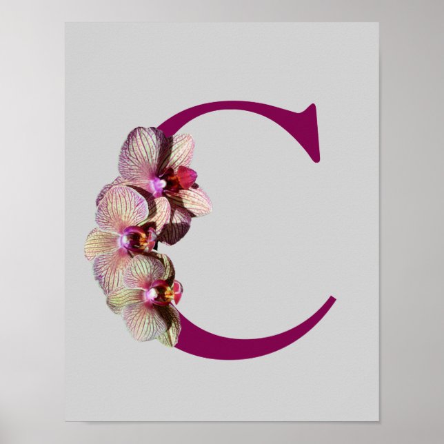 Orchid Elegant Monogram Initial C  Poster (Front)