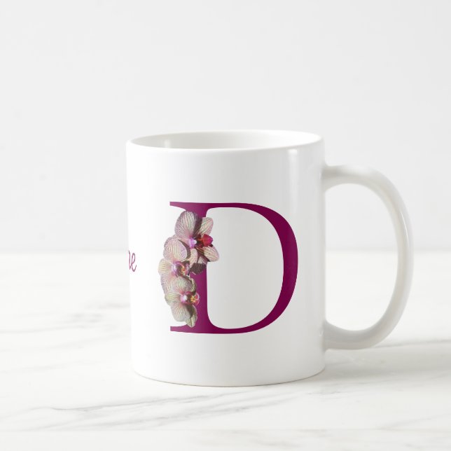 Orchid Elegant Monogram Initial D Name Coffee Mug (Right)