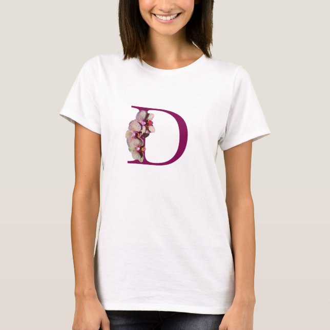 Orchid Elegant Monogram Initial D  T-Shirt (Front)
