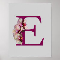 Orchid Elegant Monogram Initial E Personalised
