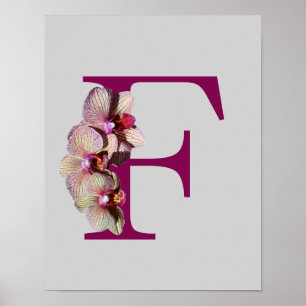 Orchid Elegant Monogram Initial F Personalised Poster