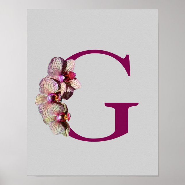 Orchid Elegant Monogram Initial G Poster (Front)